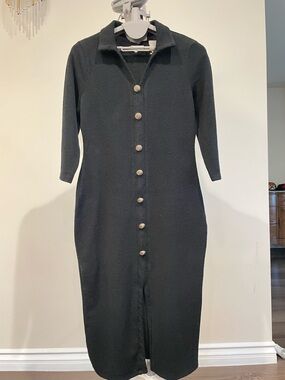 Classic Black Button-Front Women's Dress